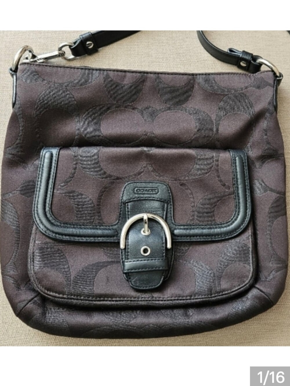 Coach Signature Jacquard Crossbody Bag in Brown and Black Y2K